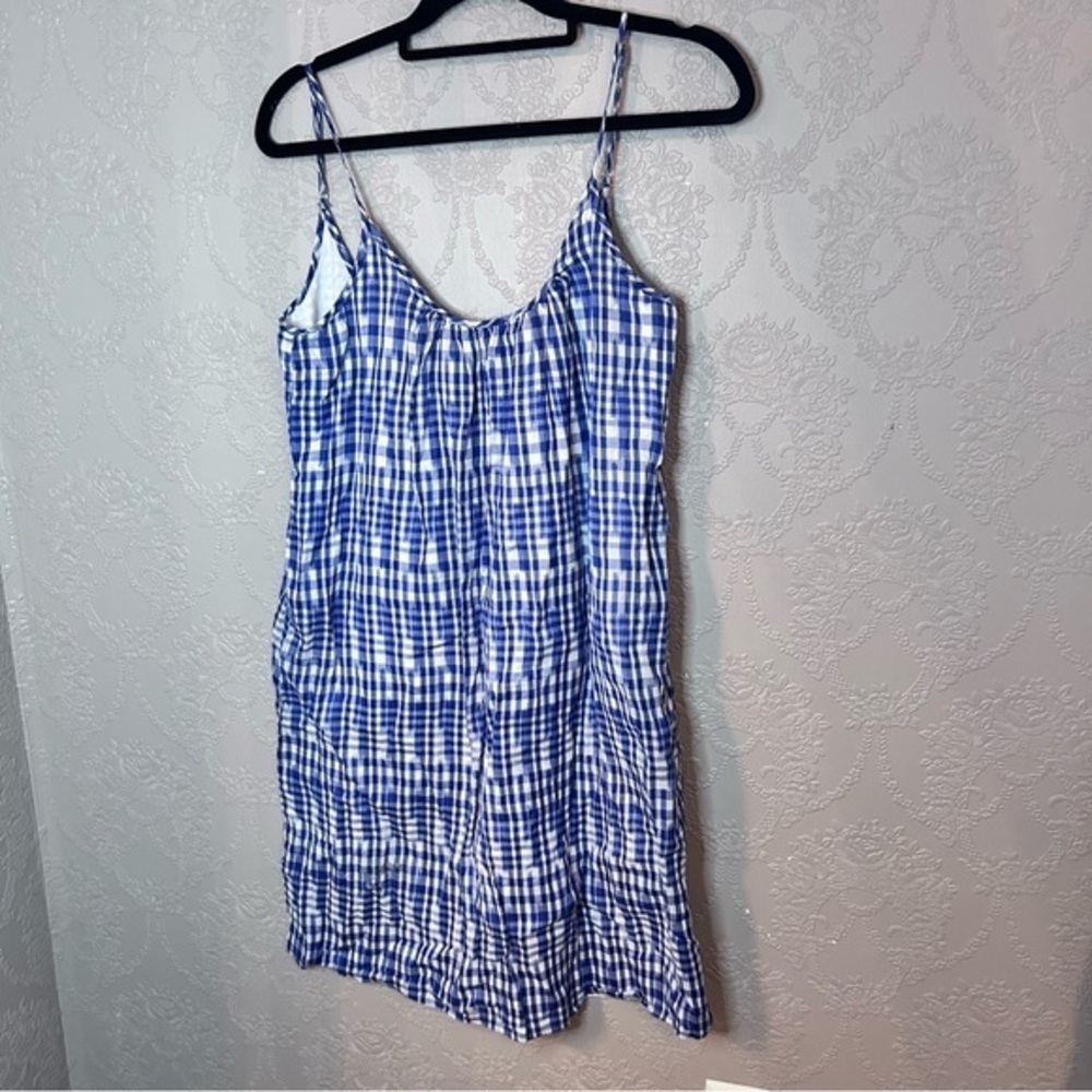 Blue and White Checkered Dress J Crew plaid gingham dress tank S small great